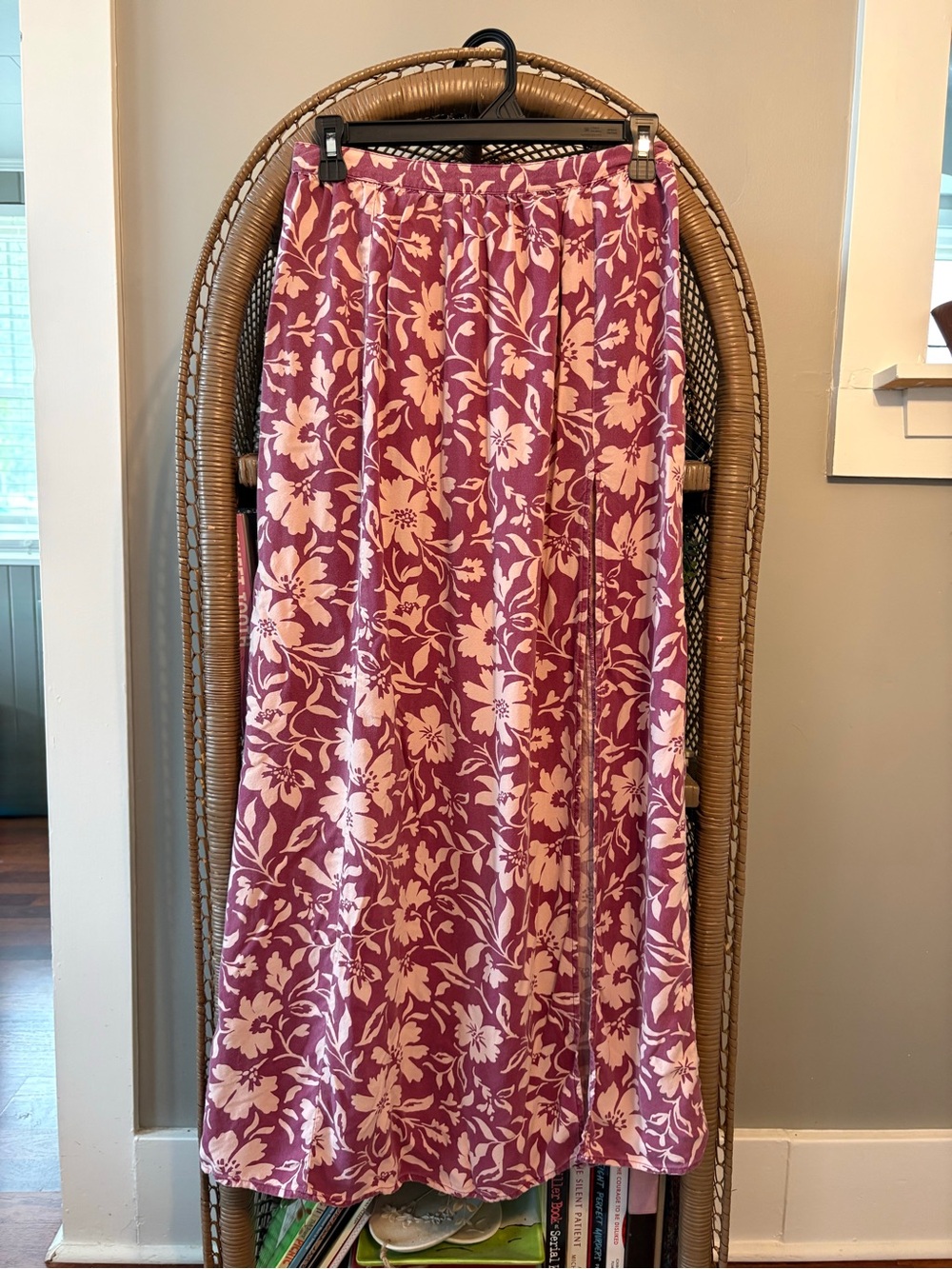 Floral Rose & Burgundy Maxi Skirt